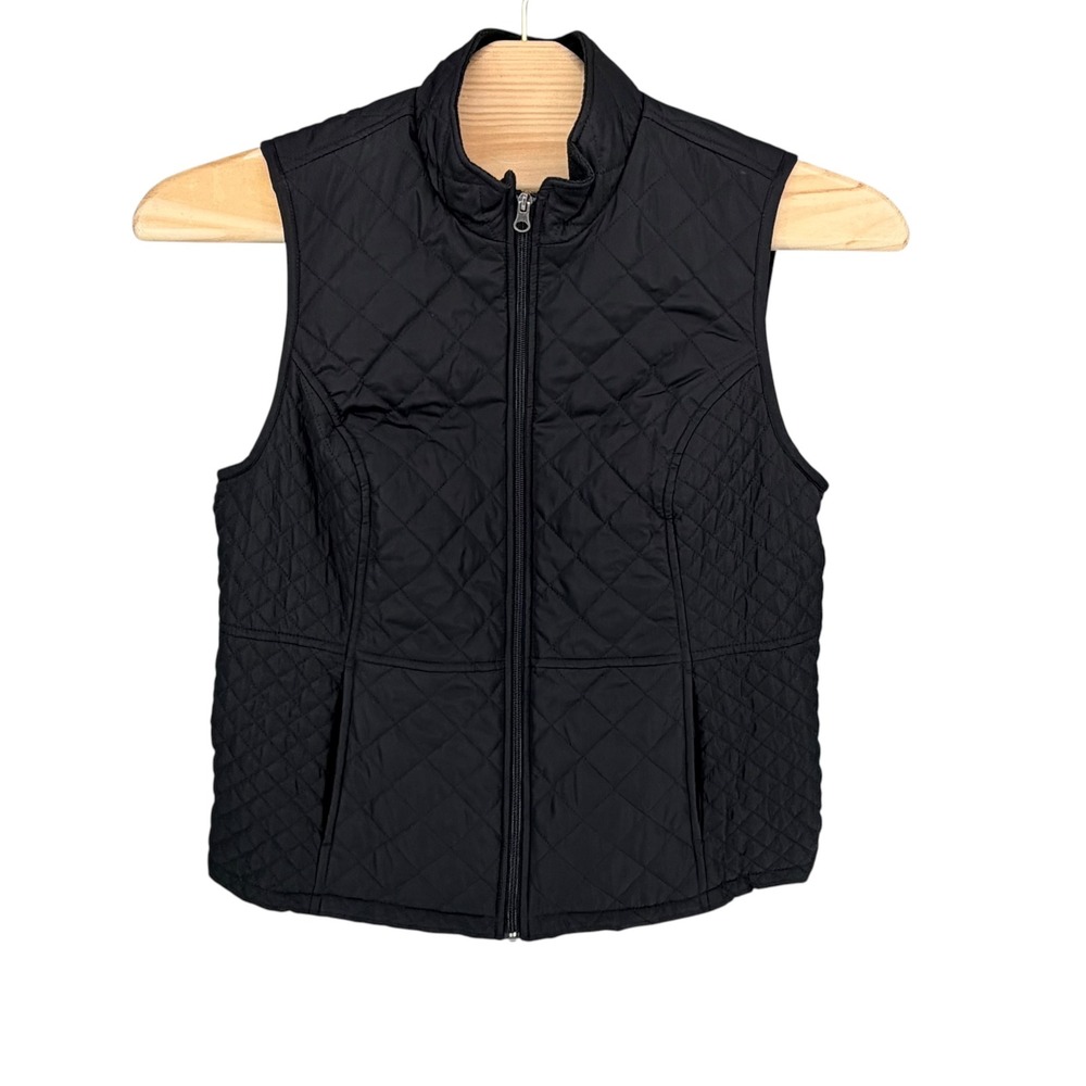Croft & Barrow Quilted Vest XL Black Fleece Lined Mock Neck Zip Up Puffer